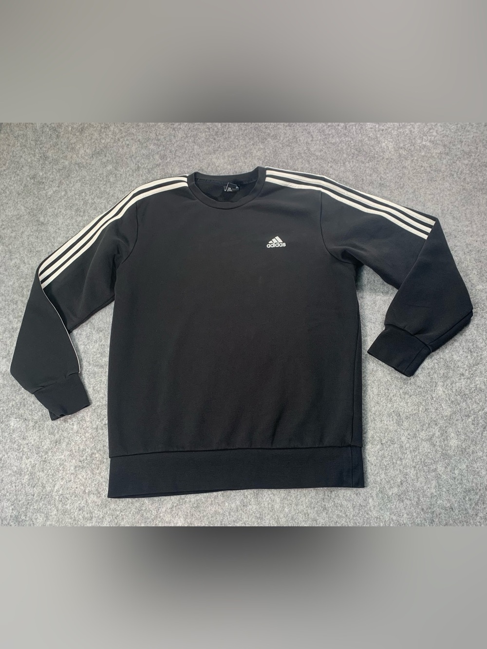 adidas Black Crewneck Sweatshirt with White Shoulder Stripes